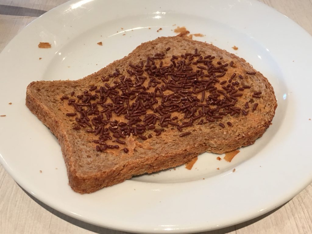 Pindakaas and Hagelslag - Peanut butter and chocolate sprinkles on bread